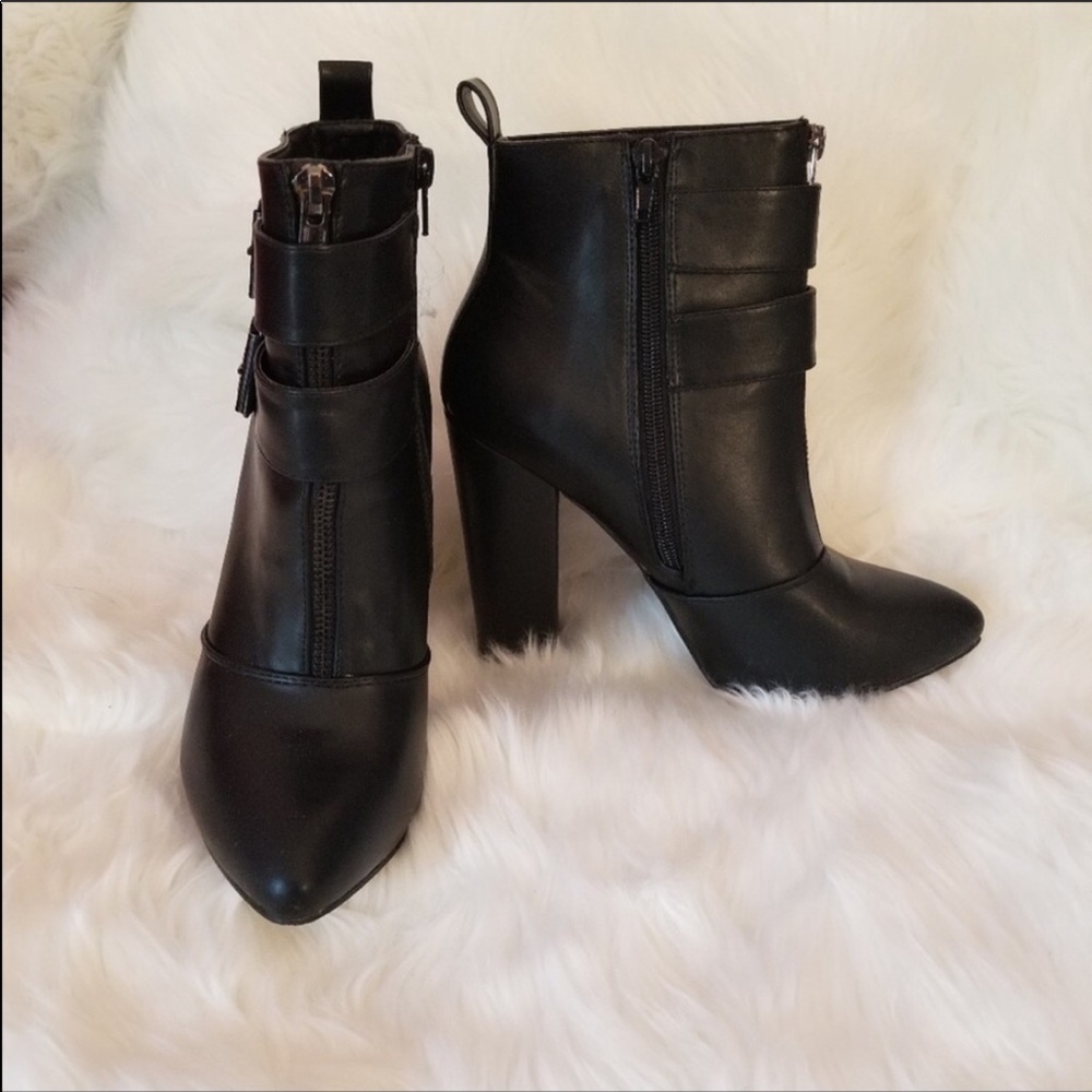 Black leather ankle boots